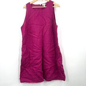 Garnet Hill 100% linen pink shift dress sleeveless lagenlook artsy boho 16